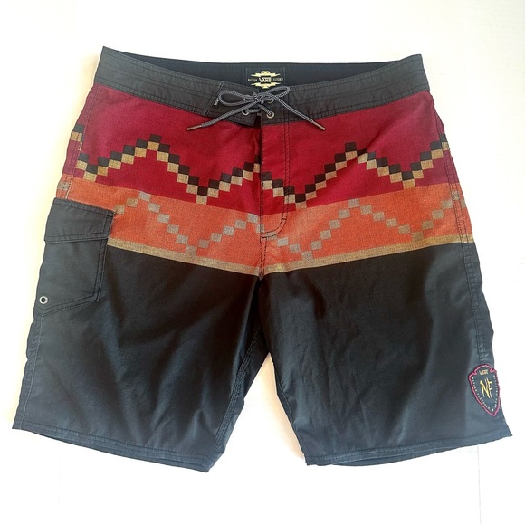 VANS NATHAN FLETCHER RISING SWELL SOUTHWESTERN GRAPHIC SWIM BOARD SHORTS Sz36 - Picture 3 of 8